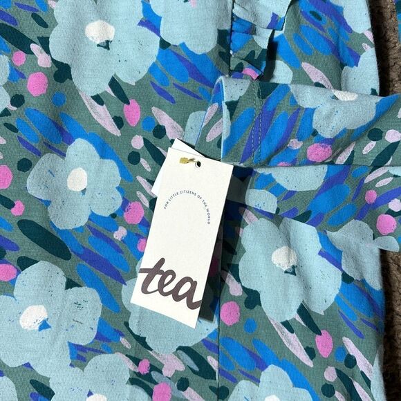 Tea collection ruffle shoulder Henley top monets garden nwt 14 coquette girl - Picture 4 of 8